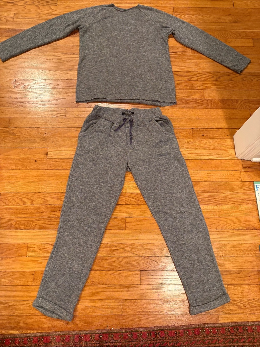 Cozy Gray Knit Lounge Set - Top & Jogger Pants